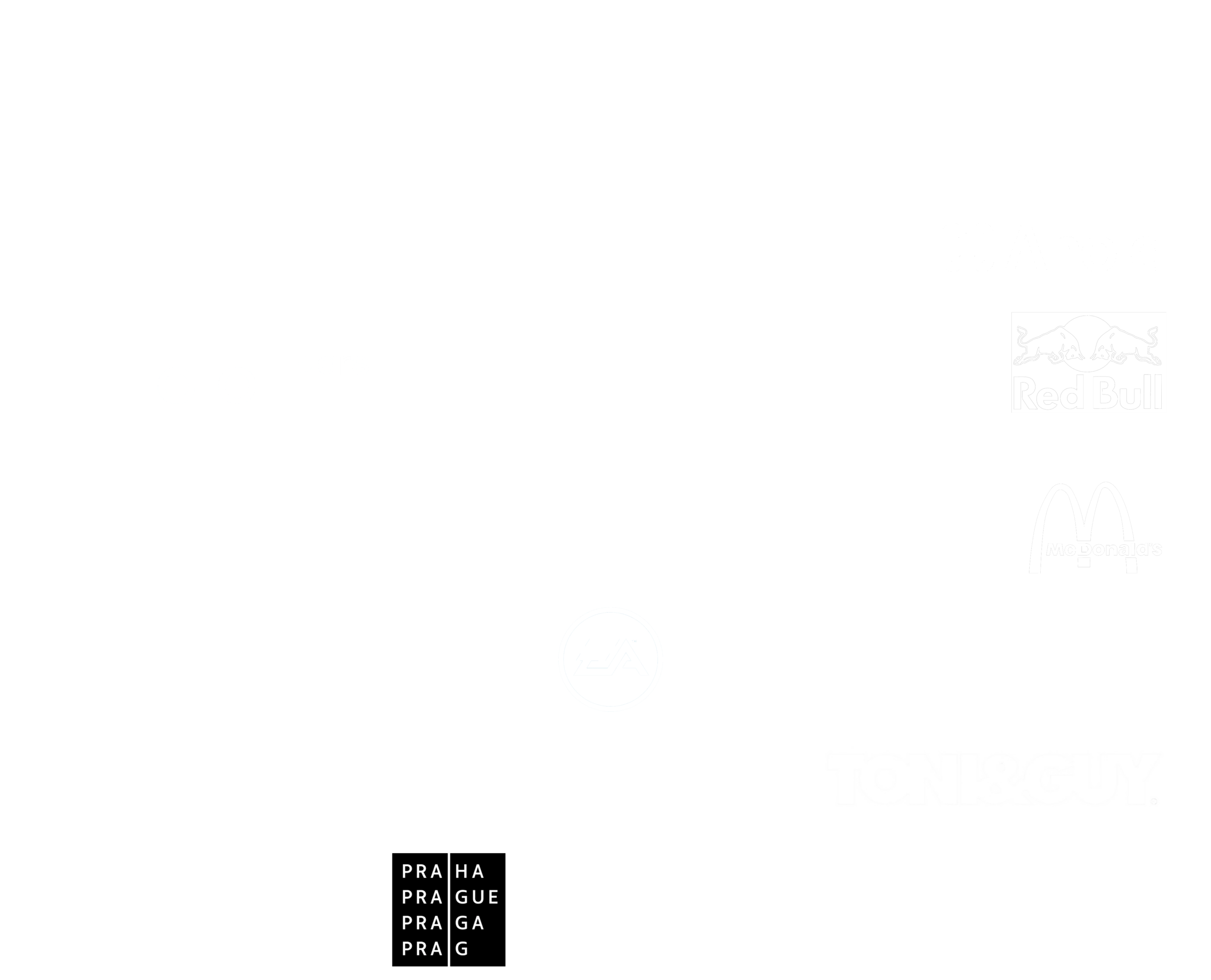 Kolekce log našich klientů včetně Škoda Auto, Svoboda&Williams, Vinci, Panasonic, Ahold, Cardion Cars, Cybex, Direct, RedBull, MasterCard, Vodafone, O2, Segra.Segra, McDonald, Manifesto, reSite, EA, Camel, nydrle, VZP, Toni&Guy, Elai, Praha a Pantene.